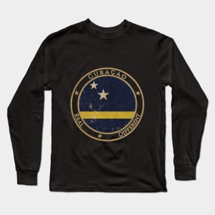 Vintage Curacao USA North America United States Flag Long Sleeve T-Shirt